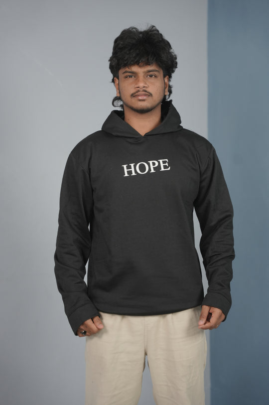 Men’s Full Sleeve HOPE Printed | Oversized Hoodie for Men - Black – alternate view – 7MAN India