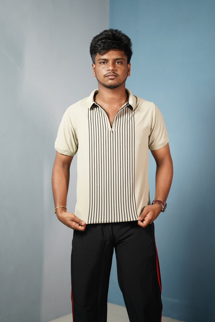 Men’s Half Sleeve Collar Neck Lines Polo T-Shirt- Sandal