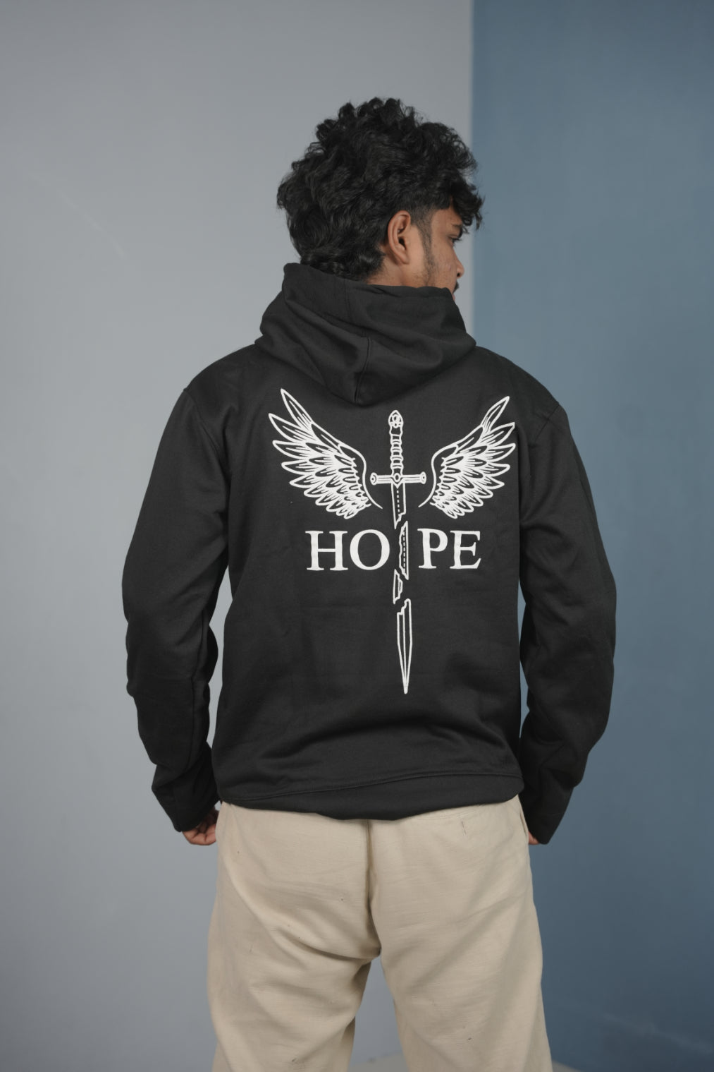 Men’s Full Sleeve HOPE Printed | Oversized Hoodie for Men - Black