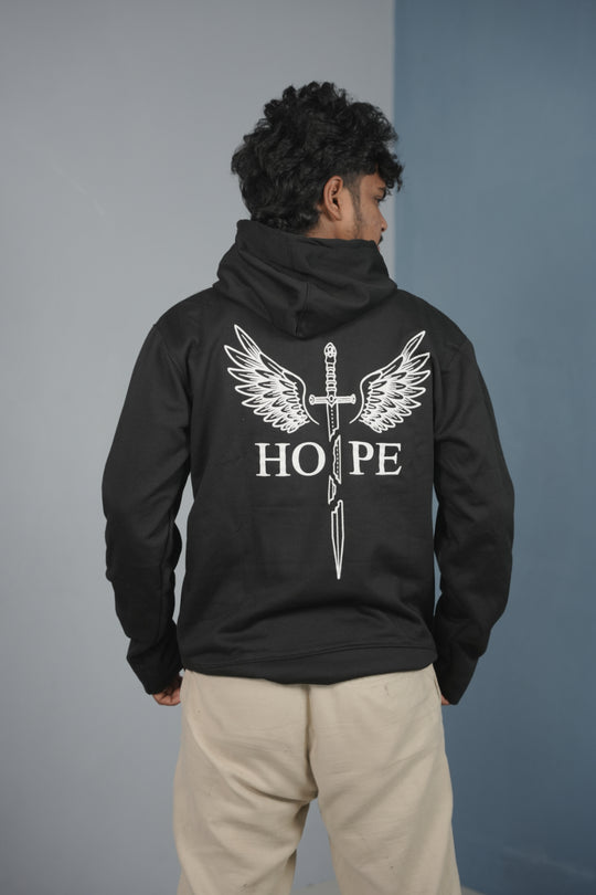 Men’s Full Sleeve HOPE Printed | Oversized Hoodie for Men - Black – 7MAN Men's Fashion India