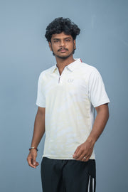 Mens Half Sleeve 07 Collar MILITARY Printed Round Neck Zipper T-Shirt - White