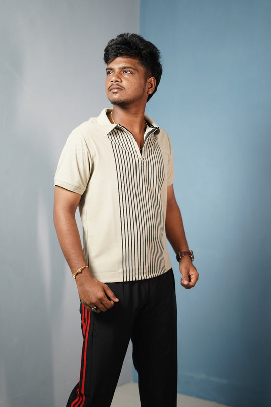 Men’s Half Sleeve Collar Neck Lines Polo T-Shirt- Sandal – 7MAN Men's Fashion India