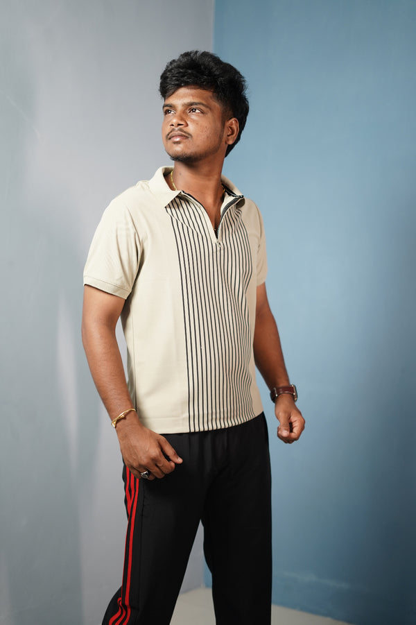 Men’s Half Sleeve Collar Neck Lines Polo T-Shirt- Sandal
