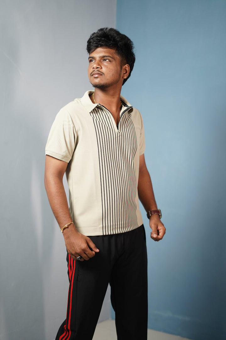 Men’s Half Sleeve Collar Neck Lines Polo T-Shirt- Sandal