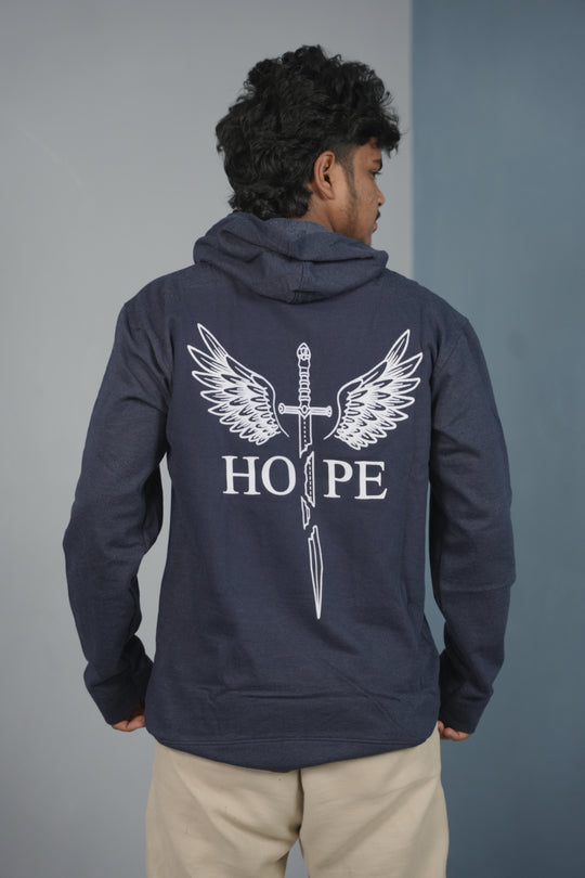 Men’s Full Sleeve HOPE Printed | Oversized Hoodie for Men - Navy Blue – 7MAN Men's Fashion India