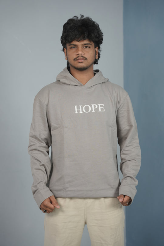 Men’s Full Sleeve HOPE Printed | Oversized Hoodie for Men - Ash – alternate view – 7MAN India