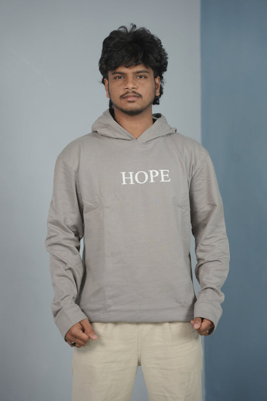 Men’s Full Sleeve HOPE Printed | Oversized Hoodie for Men - Ash