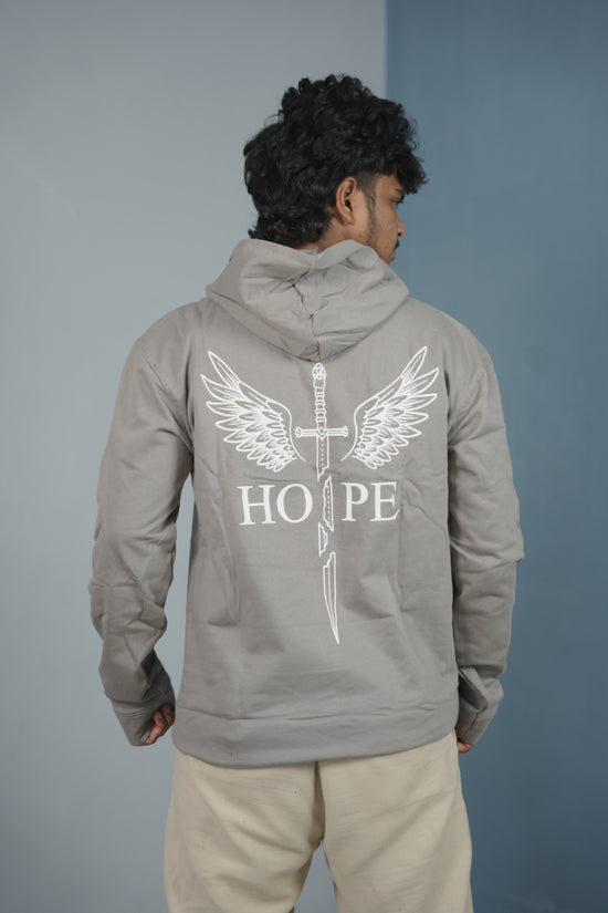 Men’s Full Sleeve HOPE Printed | Oversized Hoodie for Men - Ash