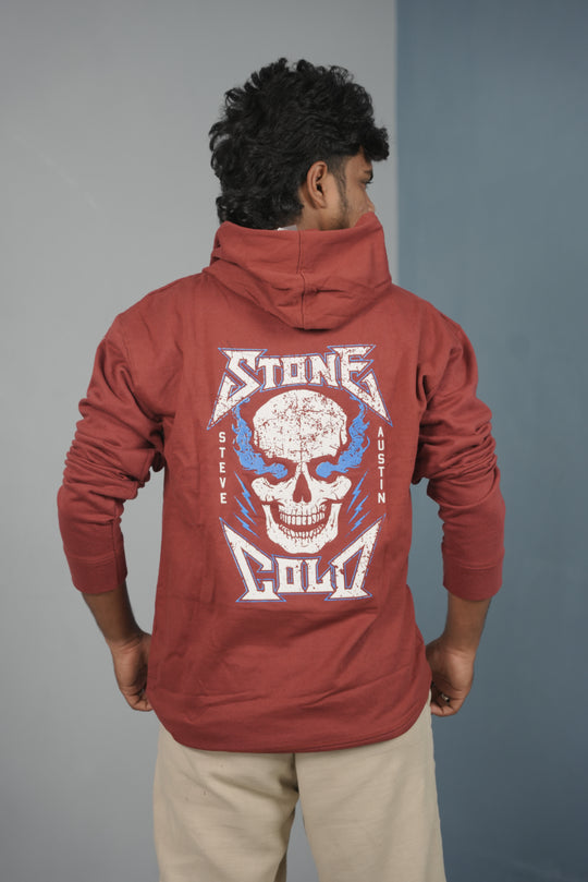 Unisex STONE Printed Hoodie for Men & Women | Oversized Streetwear -Red