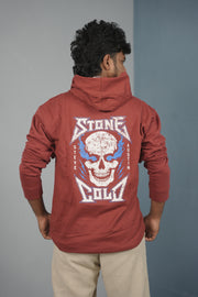 Unisex STONE Printed Hoodie for Men & Women | Oversized Streetwear -Red