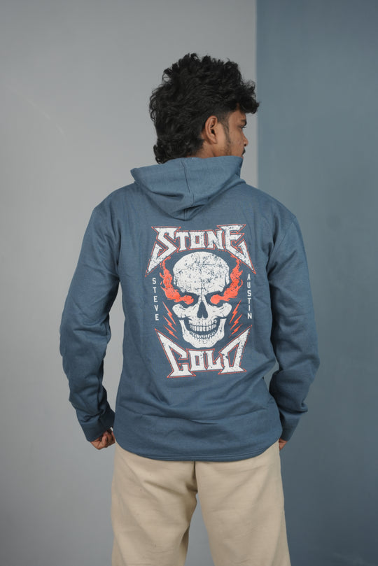 Unisex STONE Printed Hoodie for Men & Women | Oversized Streetwear -Ink Blue