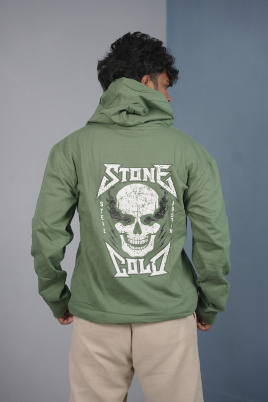 Unisex STONE Printed Hoodie for Men & Women | Oversized Streetwear - Green