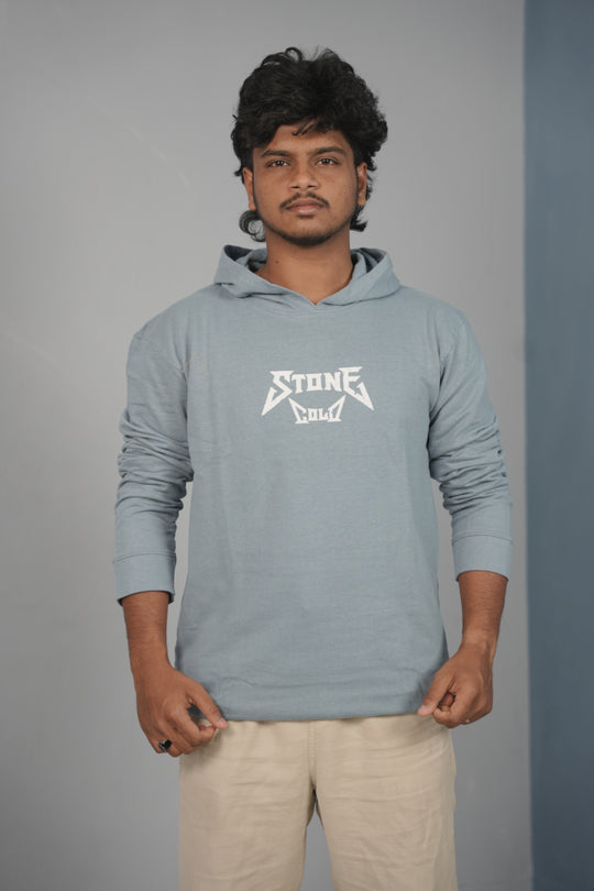 Unisex STONE Printed Hoodie for Men & Women | Oversized Streetwear -Light Blue