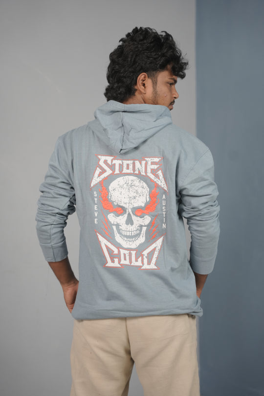 Unisex STONE Printed Hoodie for Men & Women | Oversized Streetwear -Light Blue