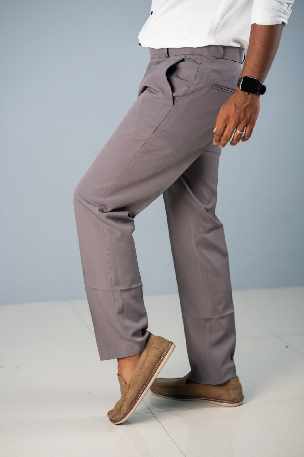 Premium Regular Fit Stylish Men's Polo Fit Pant - Dark Ash Shade