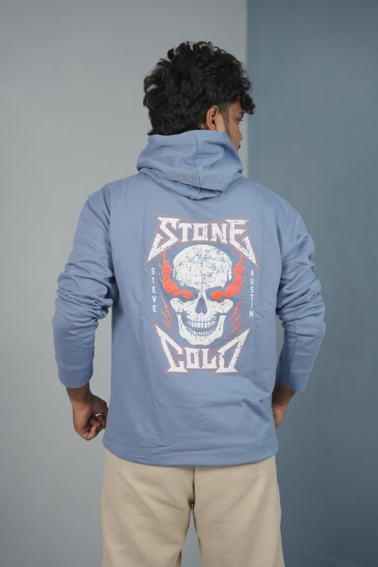 Unisex STONE Printed Hoodie for Men & Women | Oversized Streetwear -Sky Blue