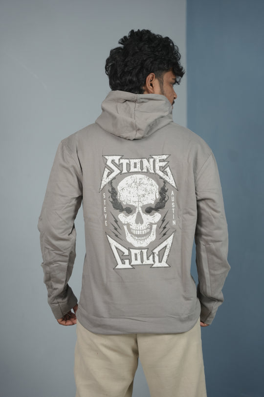 Unisex STONE Printed Hoodie for Men & Women | Oversized Streetwear -Ash