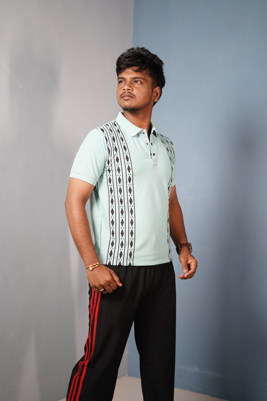 Men's Coller Neck Polo T-Shirt with DIAMOND Patterned - GREEN – 7MAN Men's Fashion India