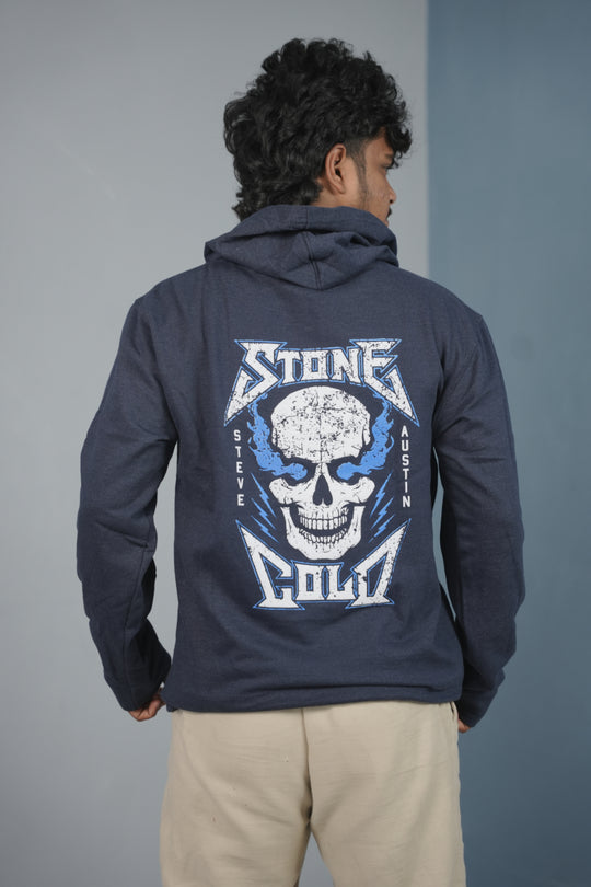 Unisex STONE Printed Hoodie for Men & Women | Oversized Streetwear -Navy Blue