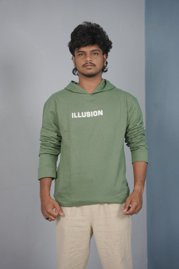 Unisex Illusion Printed Hoodie for Men & Women | Oversized Streetwear - Green