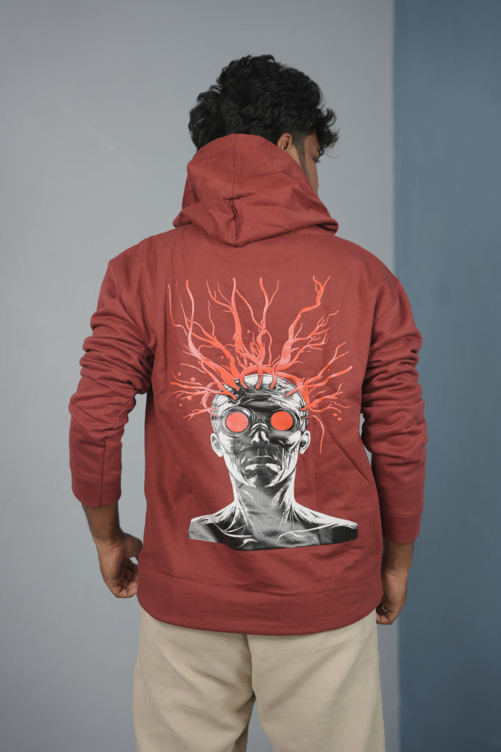 Unisex Illusion Printed Hoodie for Men & Women | Oversized Streetwear - Maroon