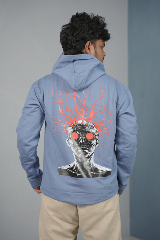 Unisex Illusion Printed Hoodie for Men & Women | Oversized Streetwear - Sky Blue – alternate view – 7MAN India