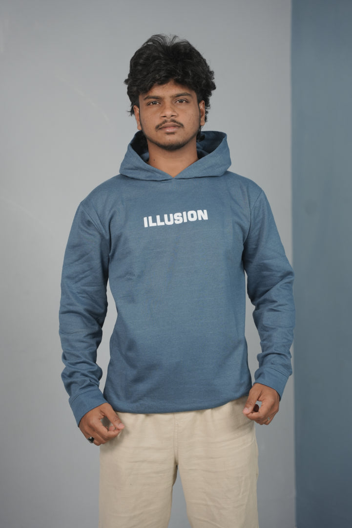 Unisex Illusion Printed Hoodie for Men & Women | Oversized Streetwear - Blue