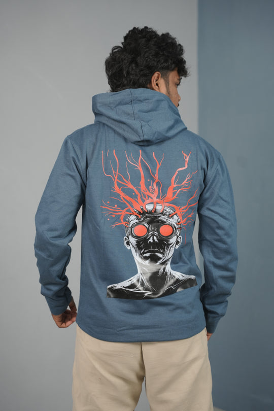 Unisex Illusion Printed Hoodie for Men & Women | Oversized Streetwear - Blue – alternate view – 7MAN India