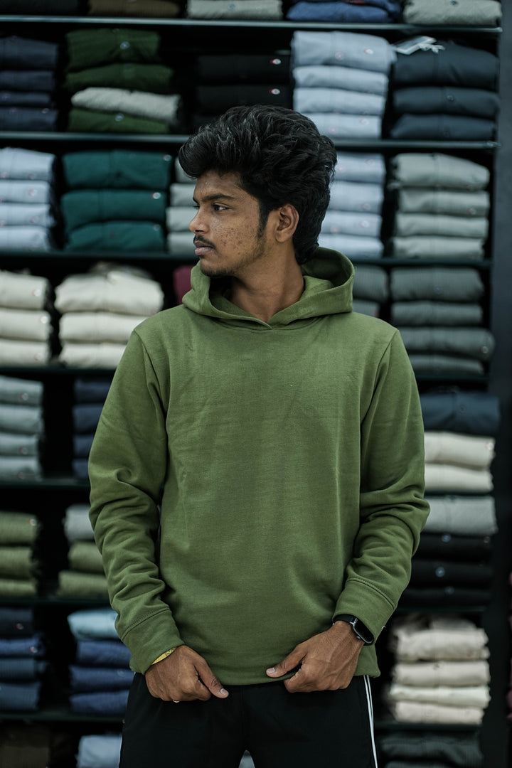 Full Sleeve Oversized Plain Hoodies & Sweatshirts - Mehandhi Green