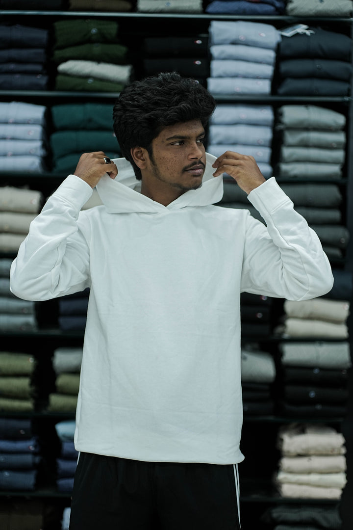 Full Sleeve Oversized Plain Hoodies & Sweatshirts - White