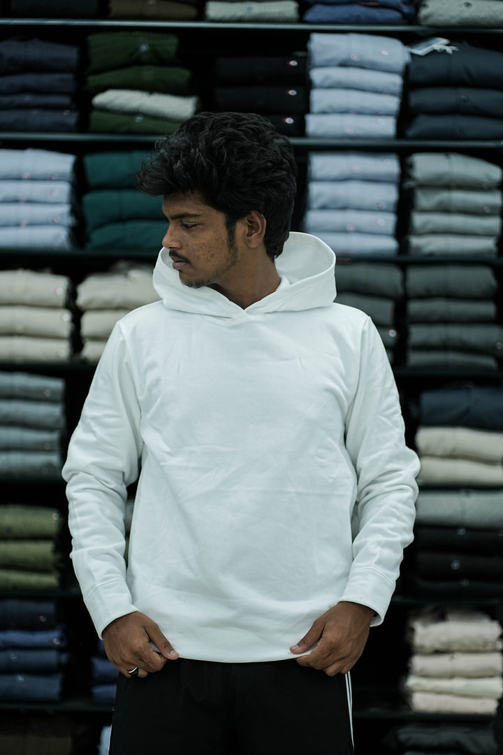 Full Sleeve Oversized Plain Hoodies & Sweatshirts - White