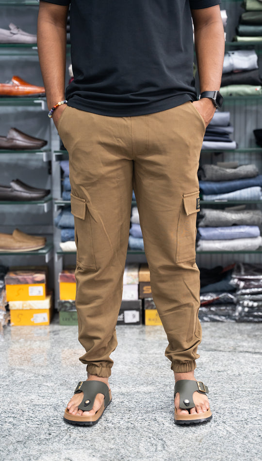 Ottaman Cargo Track Pants for Men – Utility Joggers & Streetwear - Brown – alternate view – 7MAN India