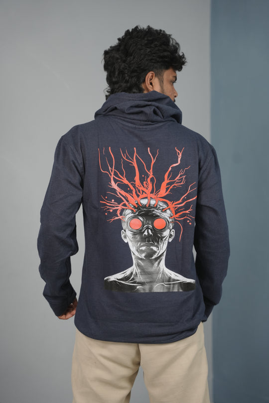 Unisex Illusion Printed Hoodie for Men & Women | Oversized Streetwear -Navy Blue