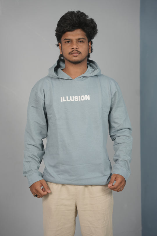 Unisex Illusion Printed Hoodie for Men & Women | Oversized Streetwear -Light Blue