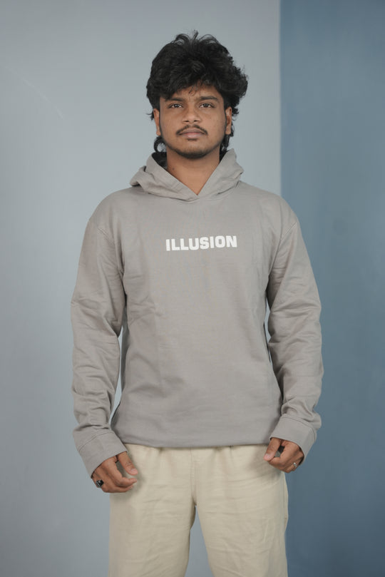 Unisex Illusion Printed Hoodie for Men & Women | Oversized Streetwear -Ash