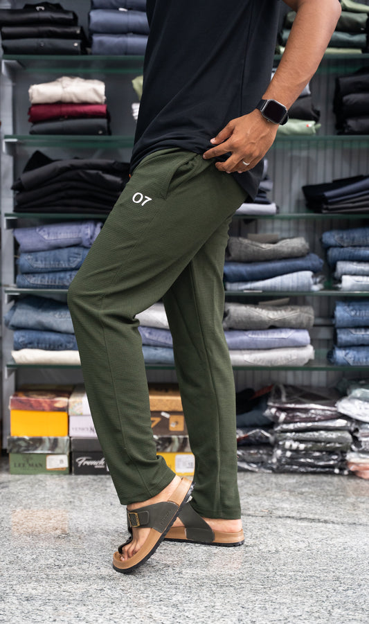 ATTRACTIVE MEN'S POPCORN TRACK PANT- MEHANDI GREEN