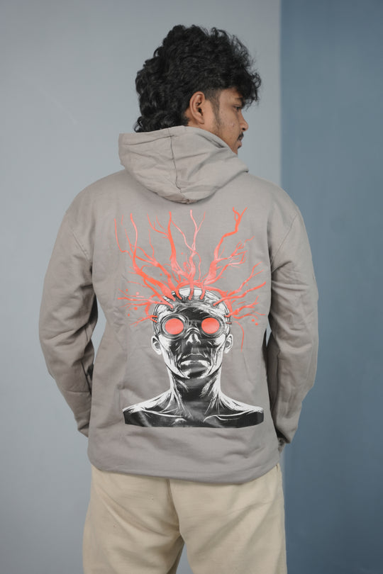 Unisex Illusion Printed Hoodie for Men & Women | Oversized Streetwear -Ash