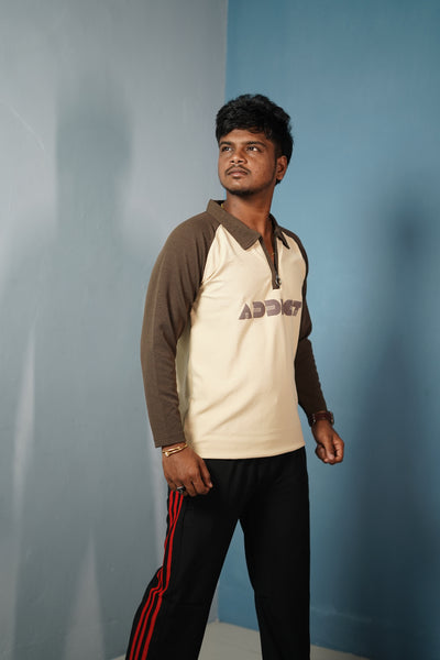 Men's Full Sleeve Polo T-Shirt ADDICT Printed-Sandal