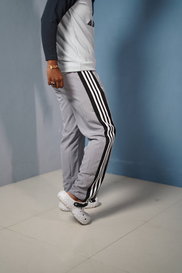 Panel Tripe Stripe Street Baggy Track Pants for Men – Gym & Daily Wear -Ash
