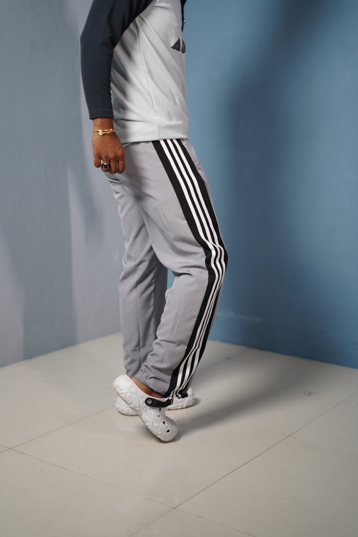 Panel Tripe Stripe Street Baggy Track Pants for Men – Gym & Daily Wear -Ash