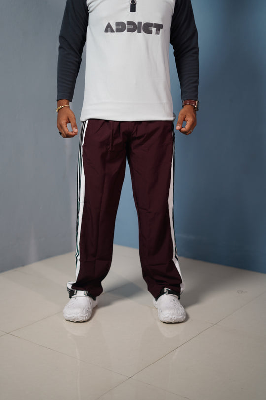 Panel Tripe Stripe Street Baggy Track Pants for Men – Gym & Daily Wear -Graphe Shade – alternate view – 7MAN India