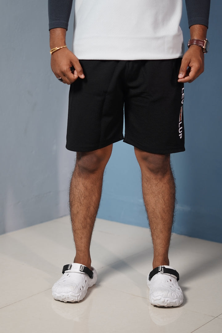 Stylish Men’s Popcorn Gym Shorts – Workout & Running Wear - Black
