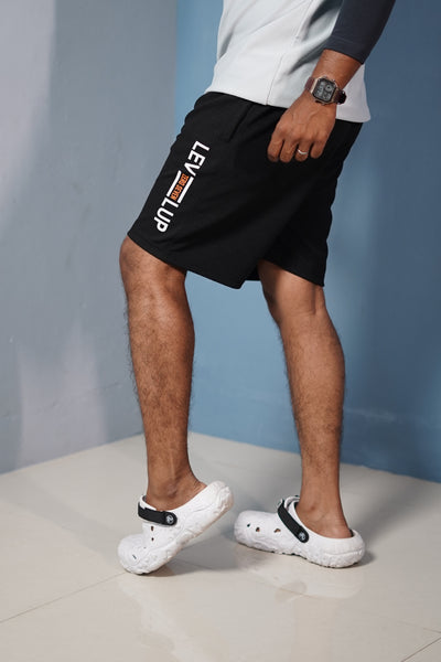 Stylish Men’s Popcorn Gym Shorts – Workout & Running Wear - Black