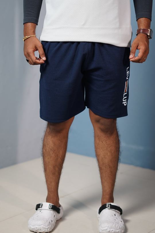 Stylish Men’s Popcorn Gym Shorts – Workout & Running Wear - Navy Blue – alternate view – 7MAN India