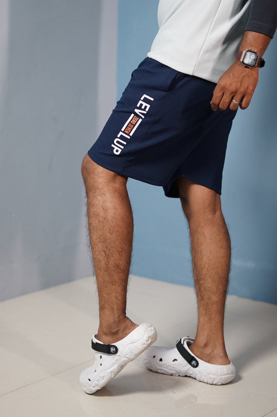 Stylish Men’s Popcorn Gym Shorts – Workout & Running Wear - Navy Blue – 7MAN Men's Fashion India