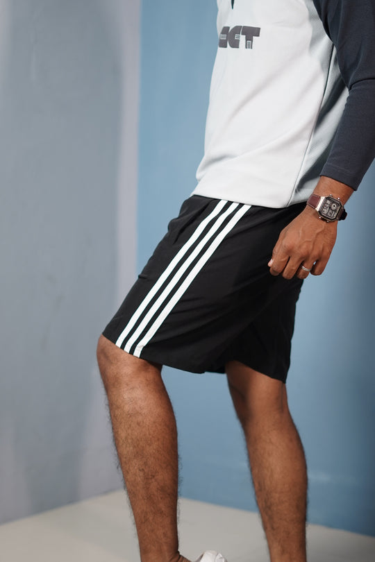 Daily Wear Triple Stripe Shorts for Men – Black – 7MAN Men's Fashion India
