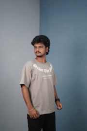 Mens Graphic Oversized T‑Shirt | Streetwear PREDICT THE FUTURE  Print Tee - Ash