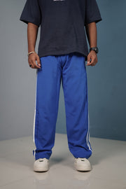 Triple-Stripe Street Baggy Track Pants for Men – Gym & Daily Wear - Ink Blue