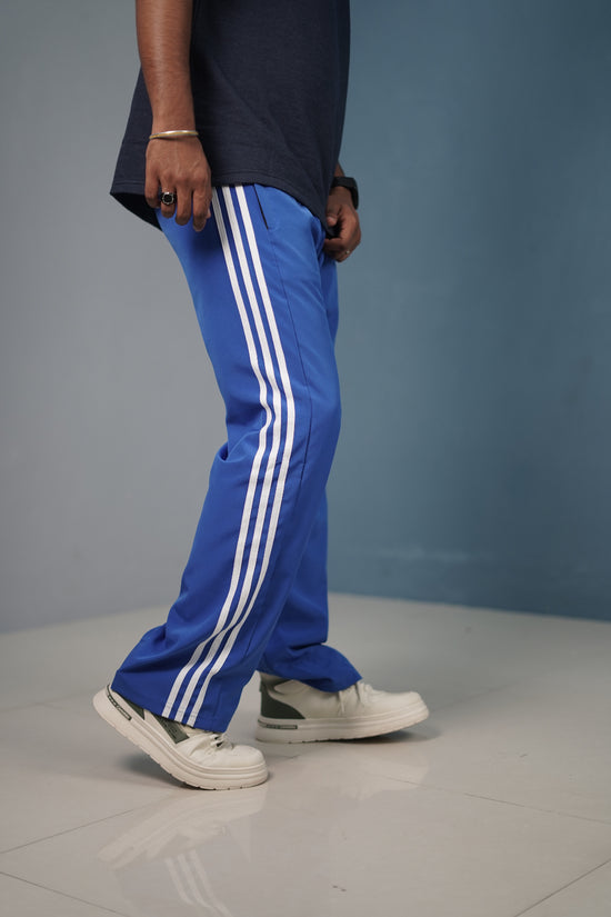 Triple-Stripe Street Baggy Track Pants for Men – Gym & Daily Wear - Ink Blue