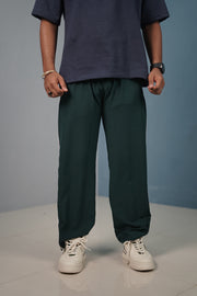 Triple-Stripe Street Baggy Track Pants for Men – Gym & Daily Wear - Bottle Green